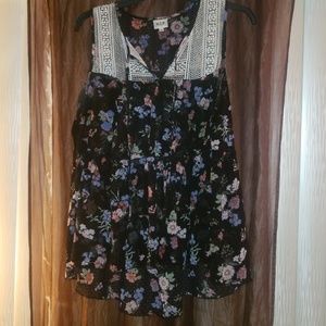 Sheer Floral Print Boho Tank